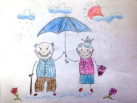 Рисунок ребенка-Мои любимые бабушка и дедушка