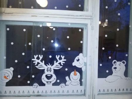Разрисованные окна в детском саду