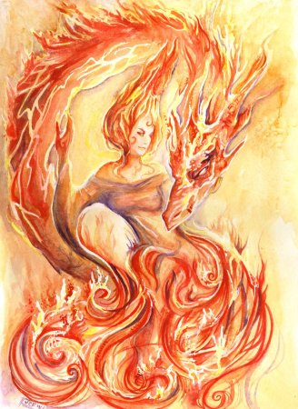 Огненный дракон и девушка