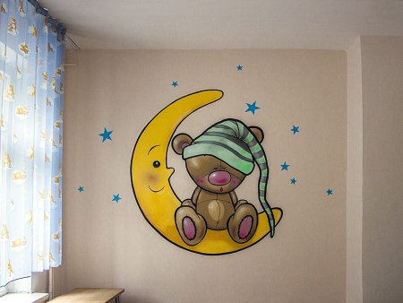 Роспись стен в детском саду спальня