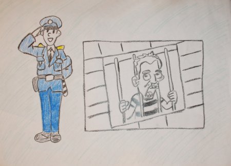 Нарисованный сотрудник полиции