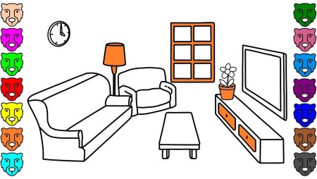 Гостиная раскраска для детей