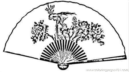 Японский веер с иероглифами