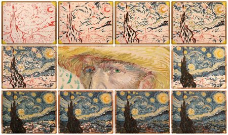 Ван Гог Звёздная ночь поэтапно