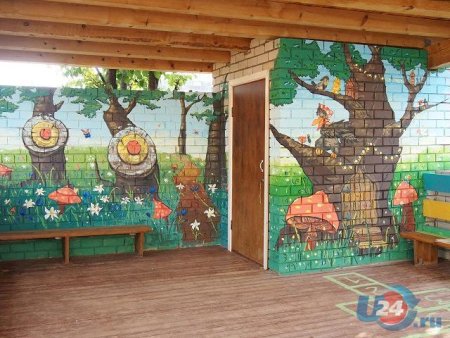 Роспись веранды в детском саду