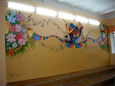 Украшение стен музыкального зала в ДОУ
