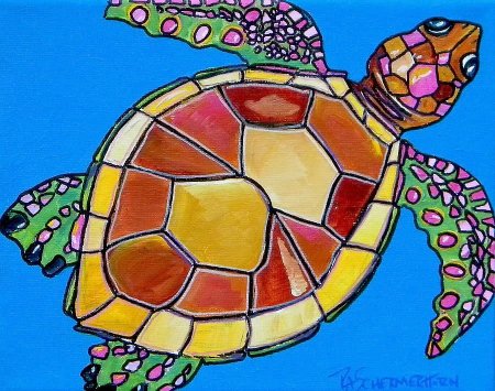 Морская черепаха пуантилизм