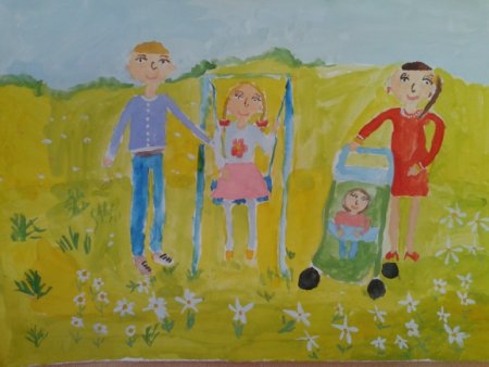 Детские рисунки на тему семья