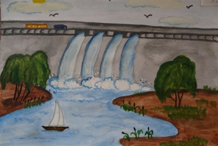 Рисунок детский ГЭС Братска