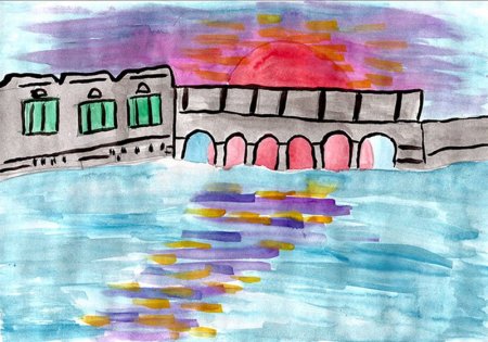 Красноярская ГЭС рисунок