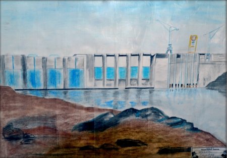 Новосибирская ГЭС рисунок
