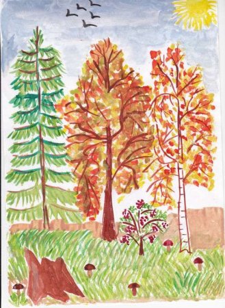 Иллюстрация к стихотворению Бунина лес точно Терем расписной