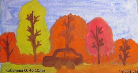 Лес точно Терем расписной лиловый золотой багряный рисунок