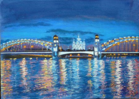 Питер картина Большеохтинский мост