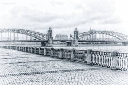 Питер мост Большеохтинский рисунок