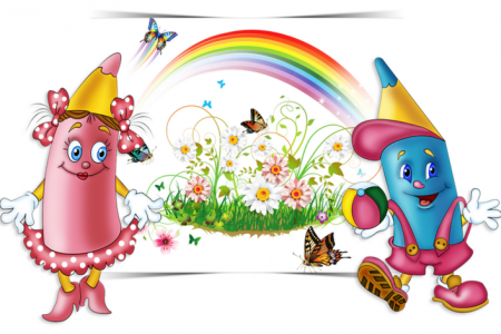 Веселый карандаш на прозрачном фоне