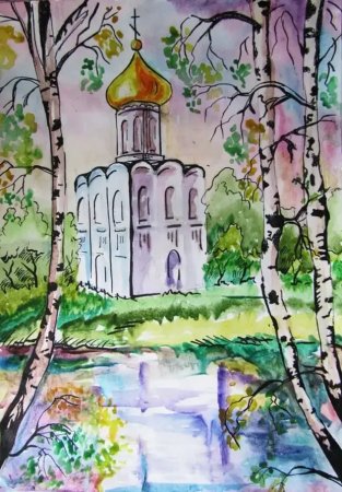 Пейзаж с Церковью детский