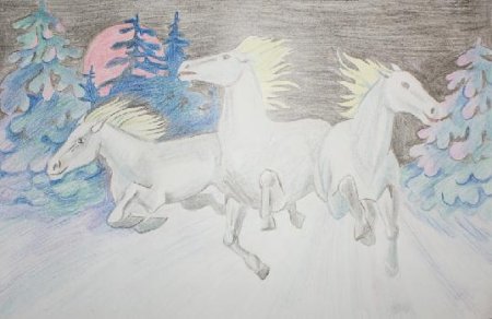 Зимняя дорога рисунок