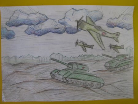 Детские рисунки танковые сражения