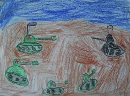 Детские рисунки танковые сражения