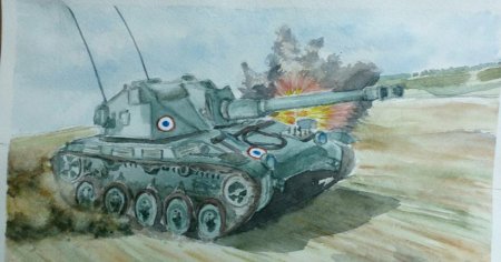 Танк цветными карандашами