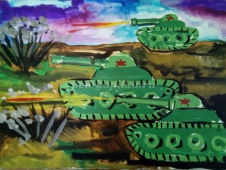 Детские рисунки танковые сражения