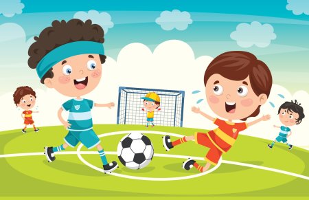Дети играют в футбол арт