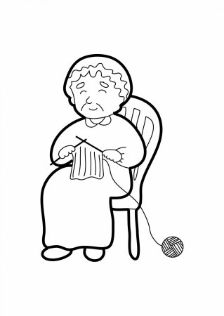 Бабушка вяжет шарф