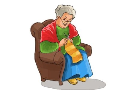 Бабушка вяжет носки