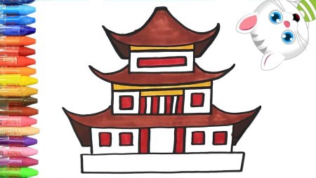 Японский домик рисунок