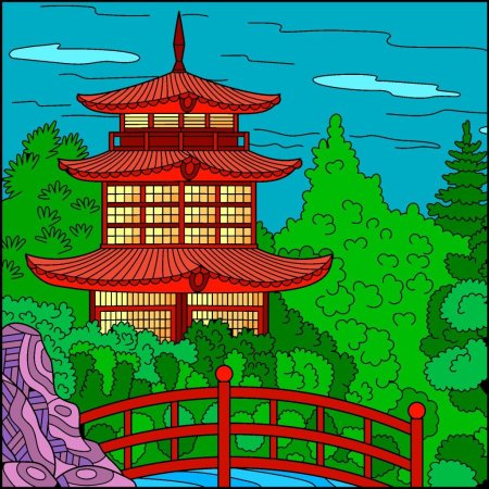 Японский домик витраж