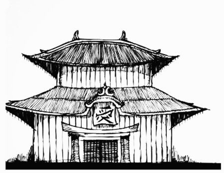 Японские крыши домов рисунки