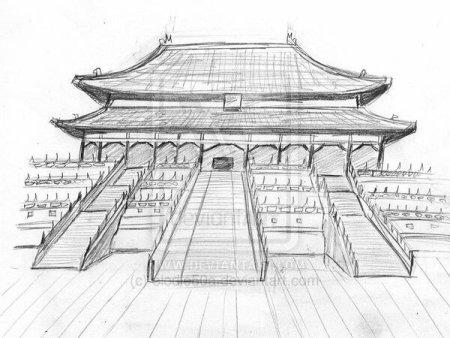 Императорский дворец Китай зарисовка