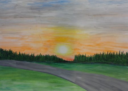 Тематическое рисование закат солнца