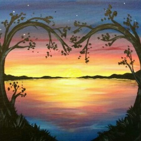 Закат красками для детей