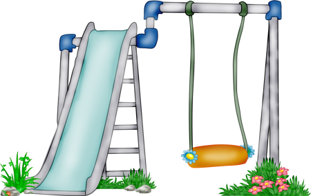 Горка на детской площадке на прозрачном фоне