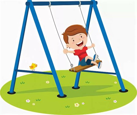 Мальчик катается на качелях