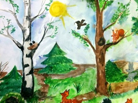 Рисование лес для дошкольников