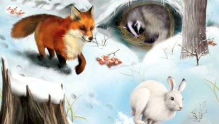 Медведь зимой в берлоге