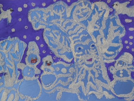 Рисование солью зима