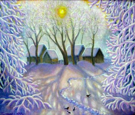 Зимний пейзаж пастелью