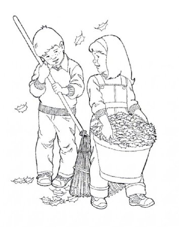 Труд людей осенью раскраска