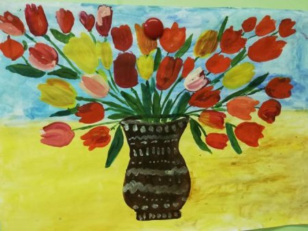 Рисование цветы для мамы