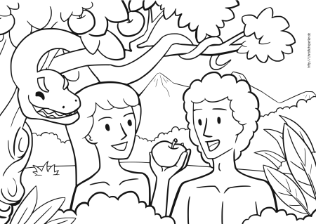 Адам и ева раскраска для детей