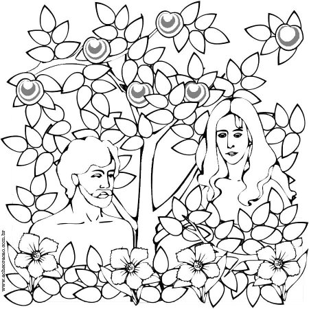 Адам и ева раскраска