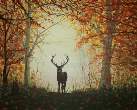 Осенний пейзаж с оленем