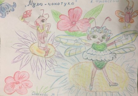 Муха Цокотуха детский рисунок