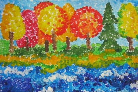 Техника пуантилизм ватными палочками