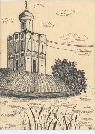 Храм на Нерли карандашом