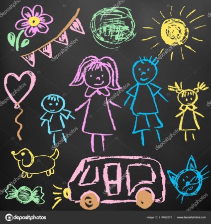 Рисунки на меловой доске